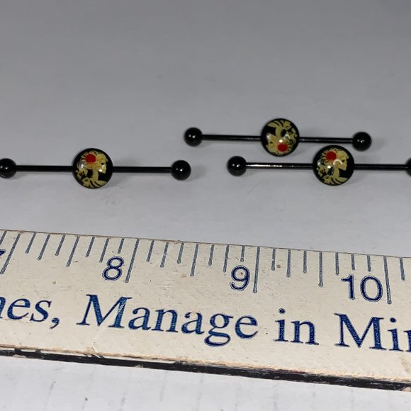 Skeleton Cameo Industrial Bar, 14 Gauge - Picture 2 of 11